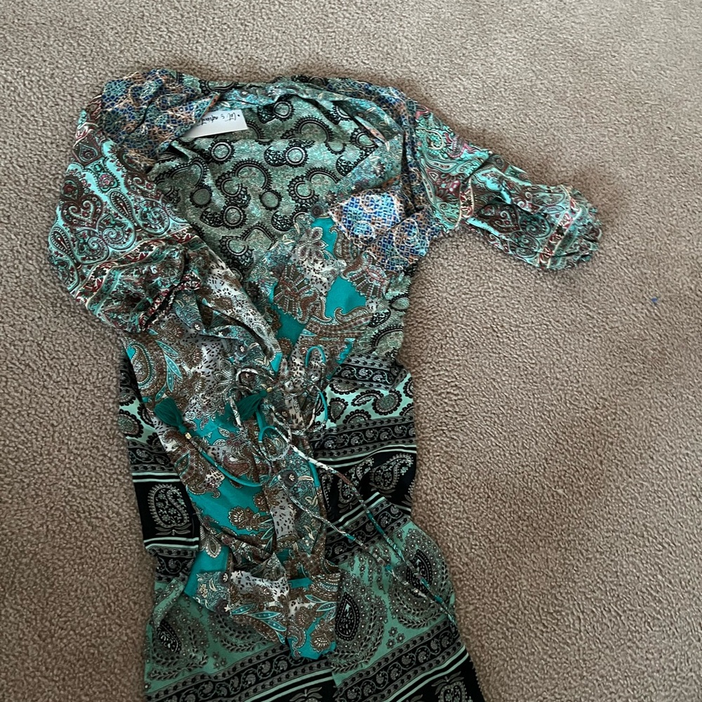 12th Tribe Green and Black Paisley kimono